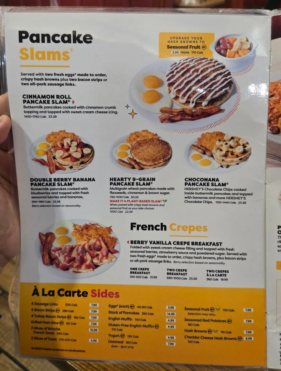 Menu, Denny's