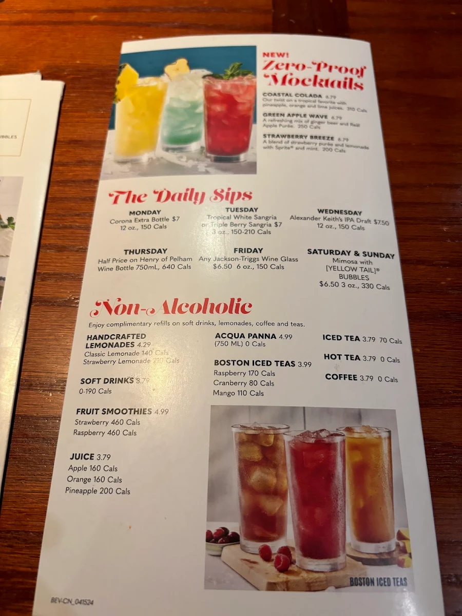 Menu, Red Lobster