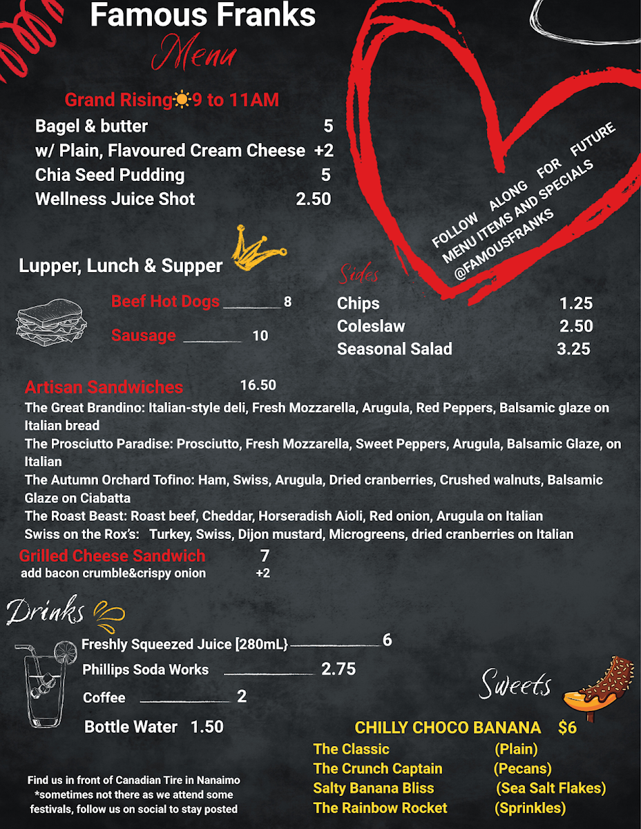 Menu, Famous Franks
