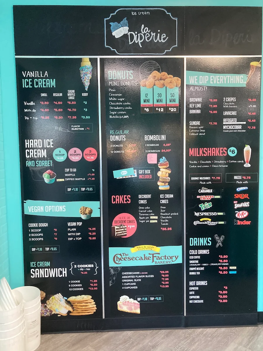 Menu, La Diperie Country Hills