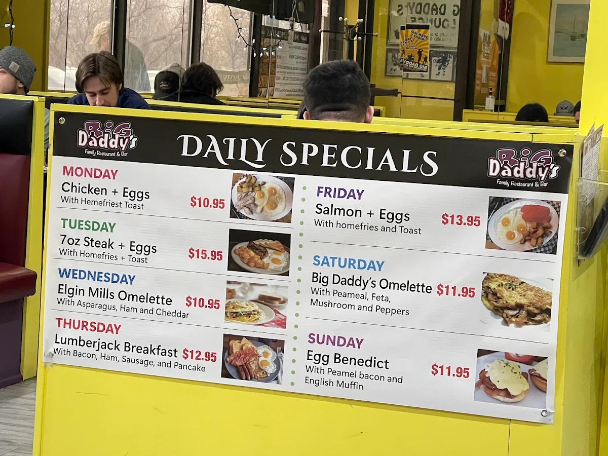 Menu, Big Daddy's