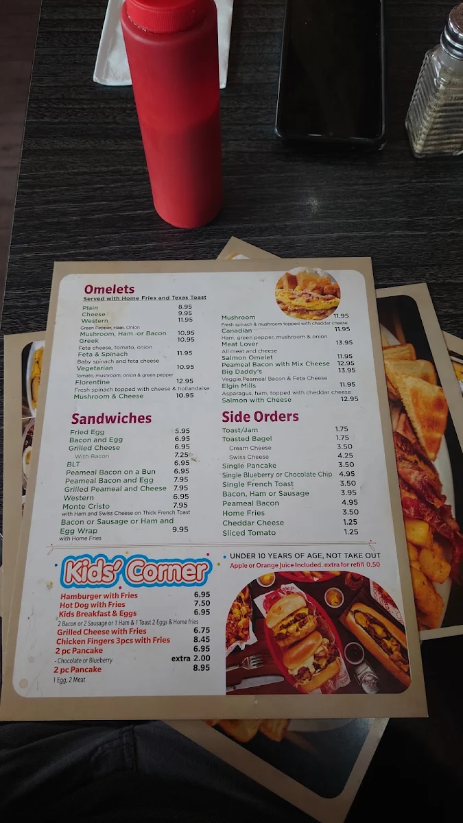 Menu, Big Daddy's