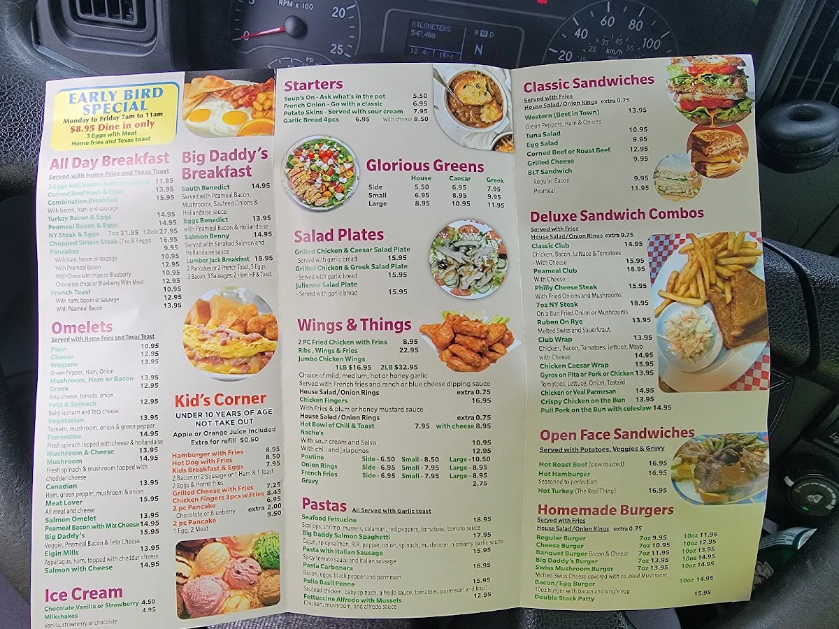 Menu, Big Daddy's