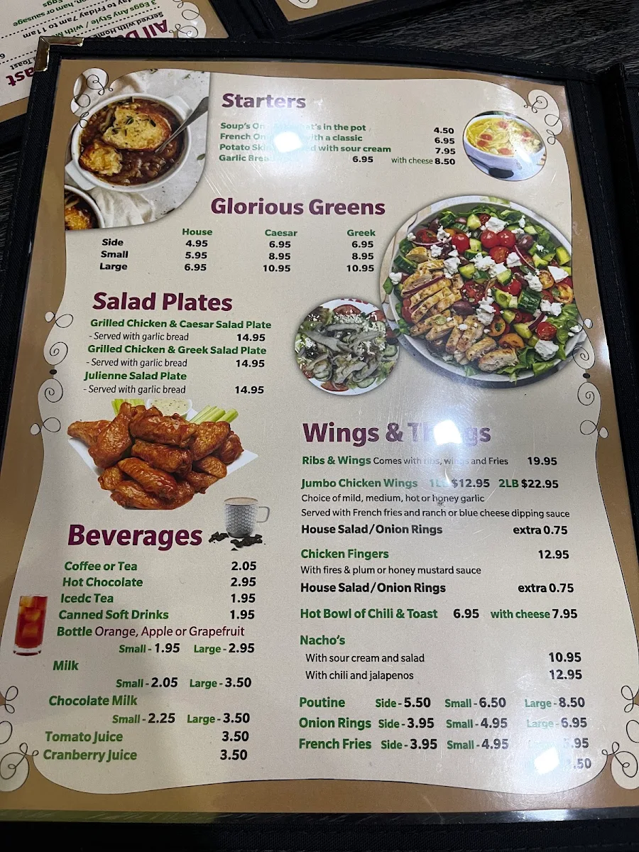 Menu, Big Daddy's