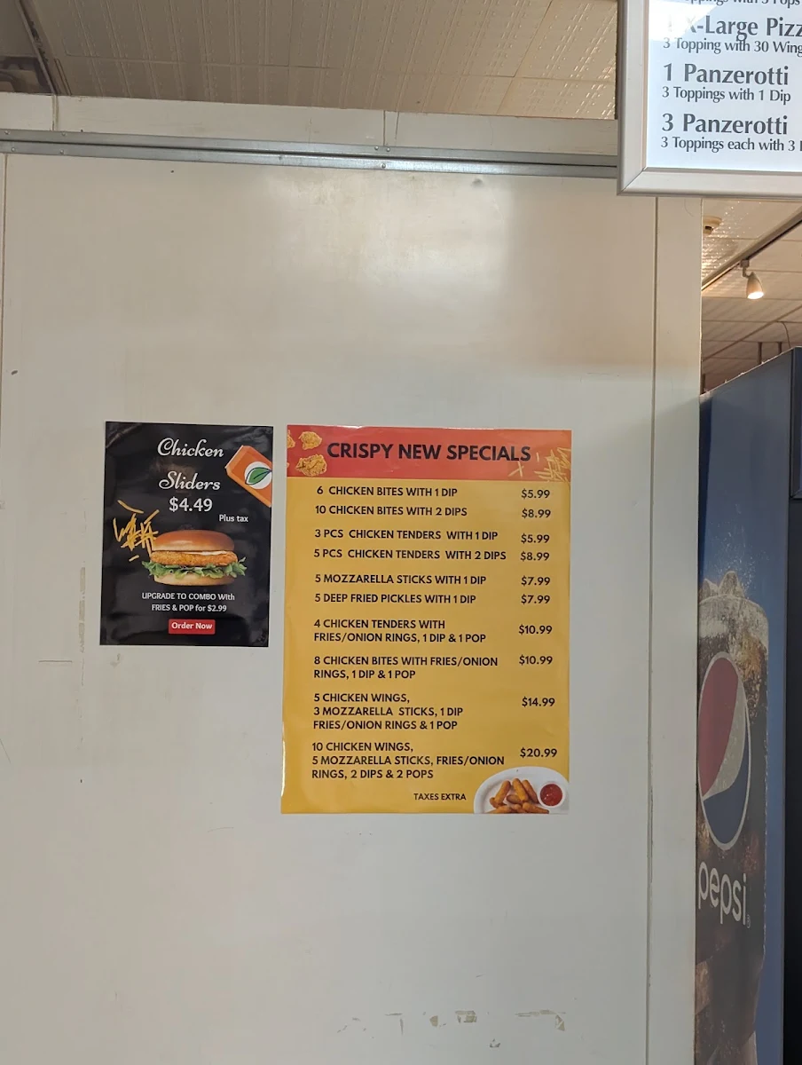 Menu, Jumbo 3 For 1 Pizza & Crispy Wings