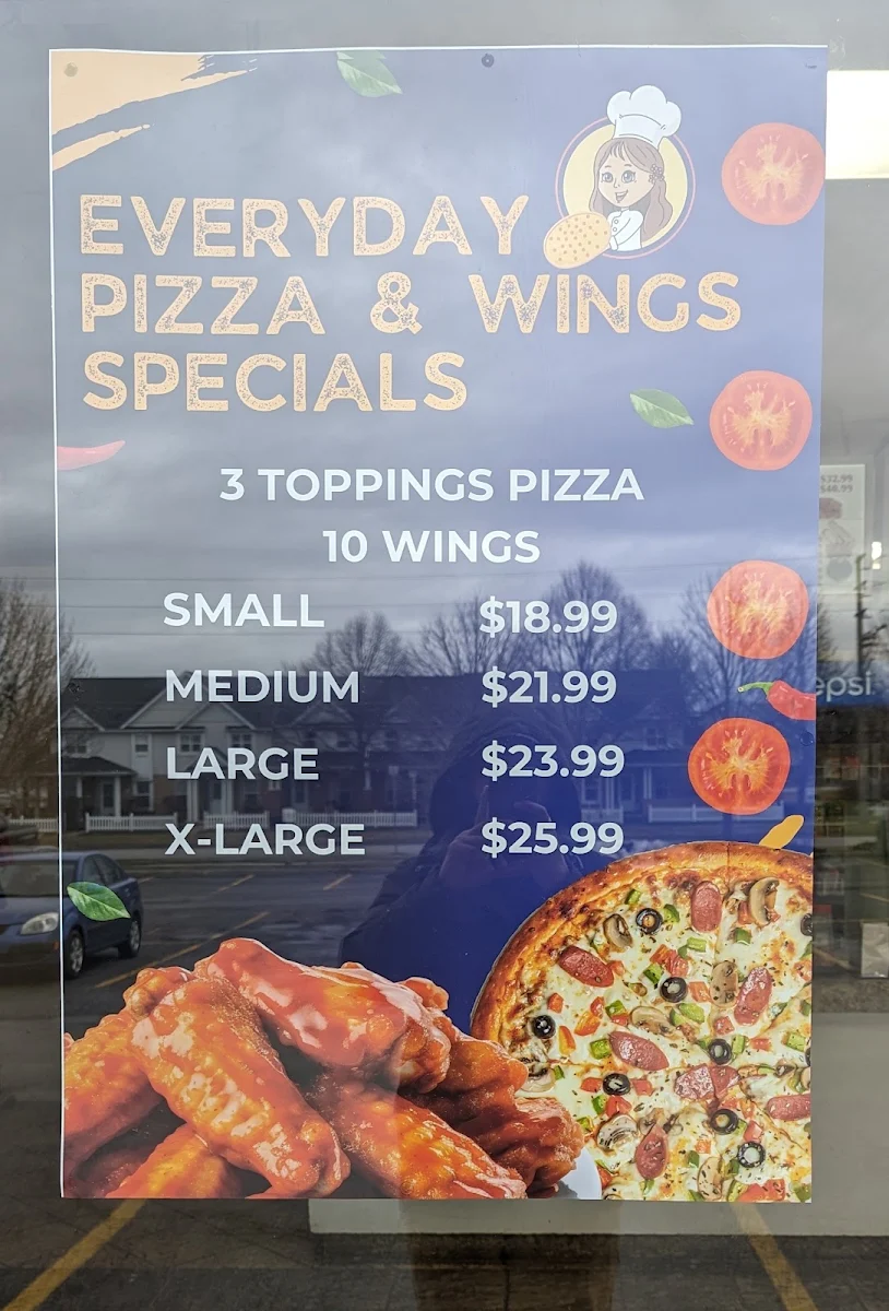 Menu, Jumbo 3 For 1 Pizza & Crispy Wings
