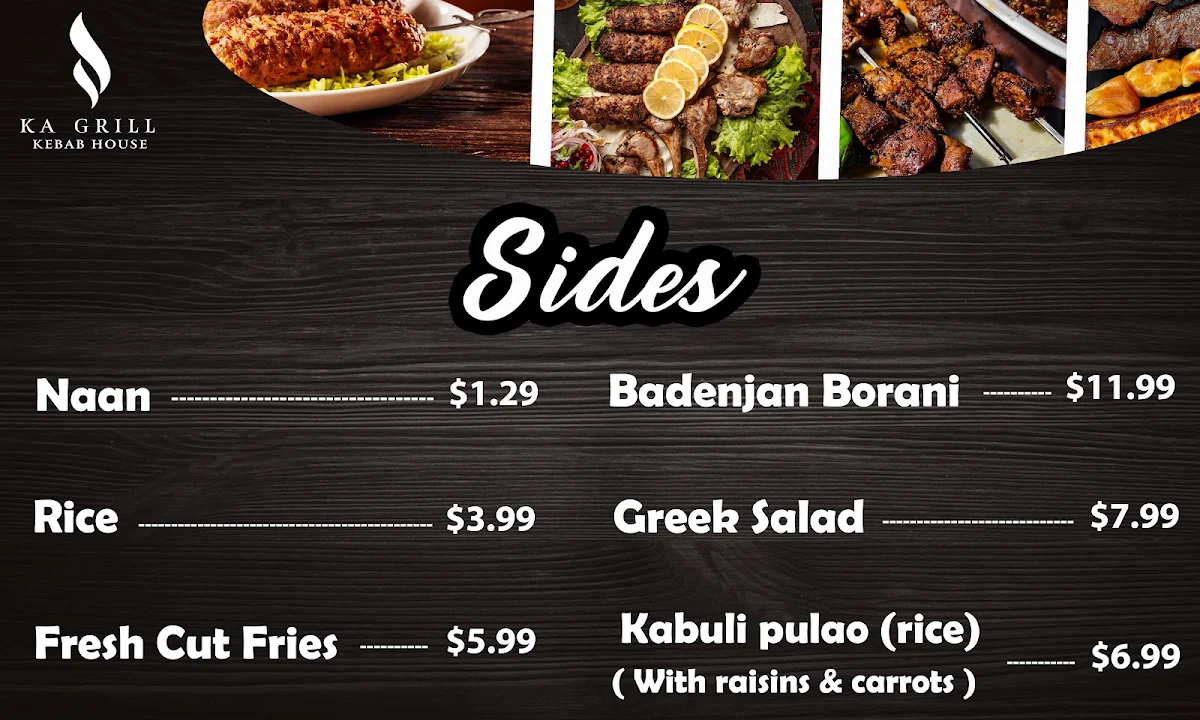 Menu, Khyber Afghan Grill