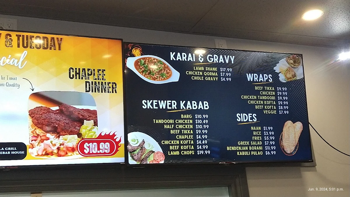 Menu, Khyber Afghan Grill