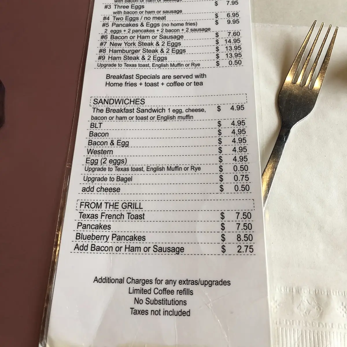 Menu, Tincap Restaurant & Plaza