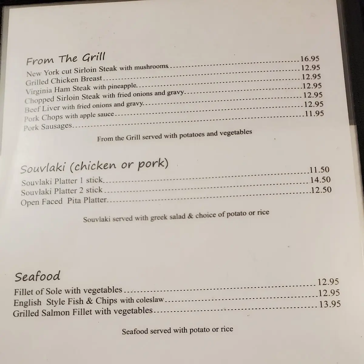 Menu, Tincap Restaurant & Plaza