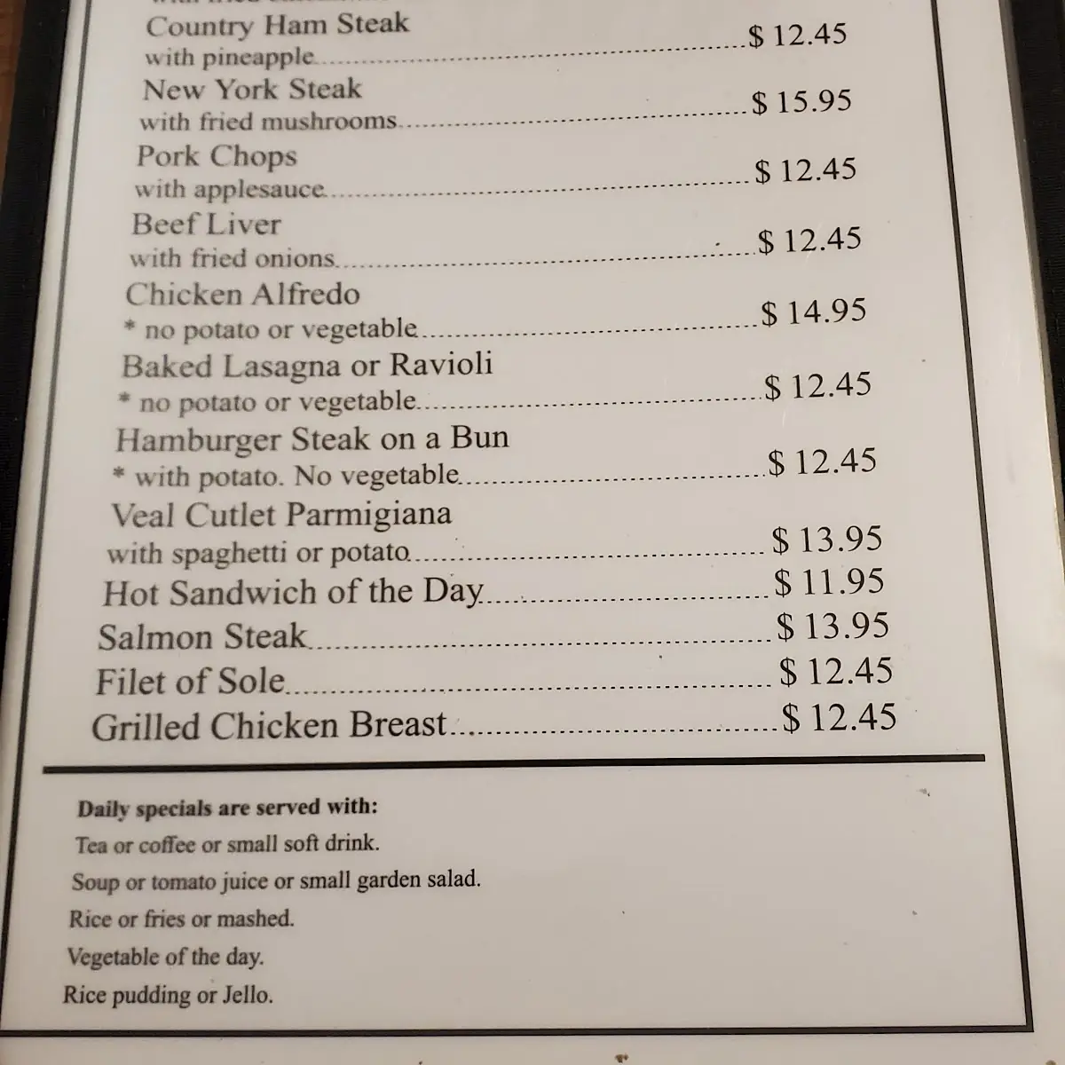 Menu, Tincap Restaurant & Plaza