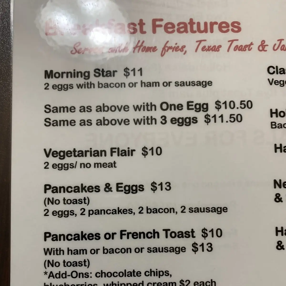 Menu, Tincap Restaurant & Plaza