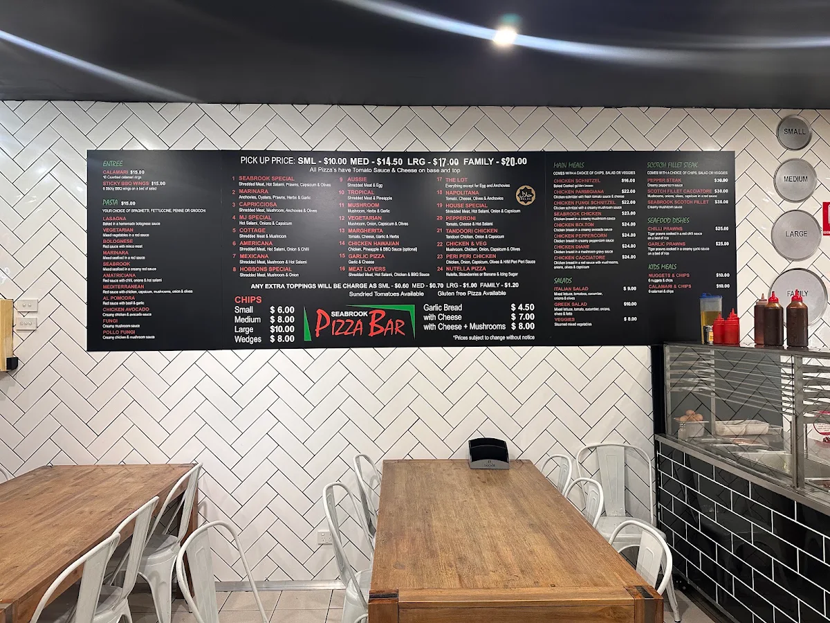 Menu, Seabrook Pizza Bar