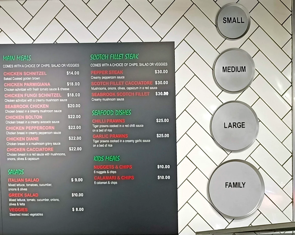 Menu, Seabrook Pizza Bar