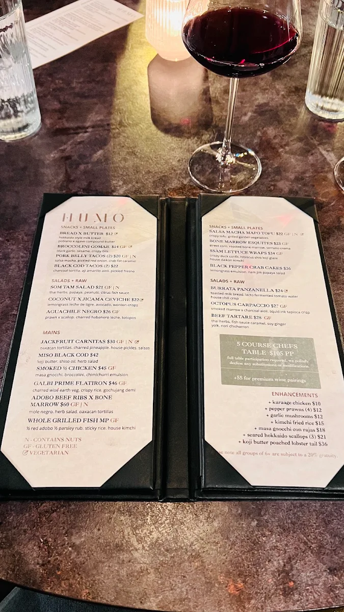 Menu, HUMO Kelowna