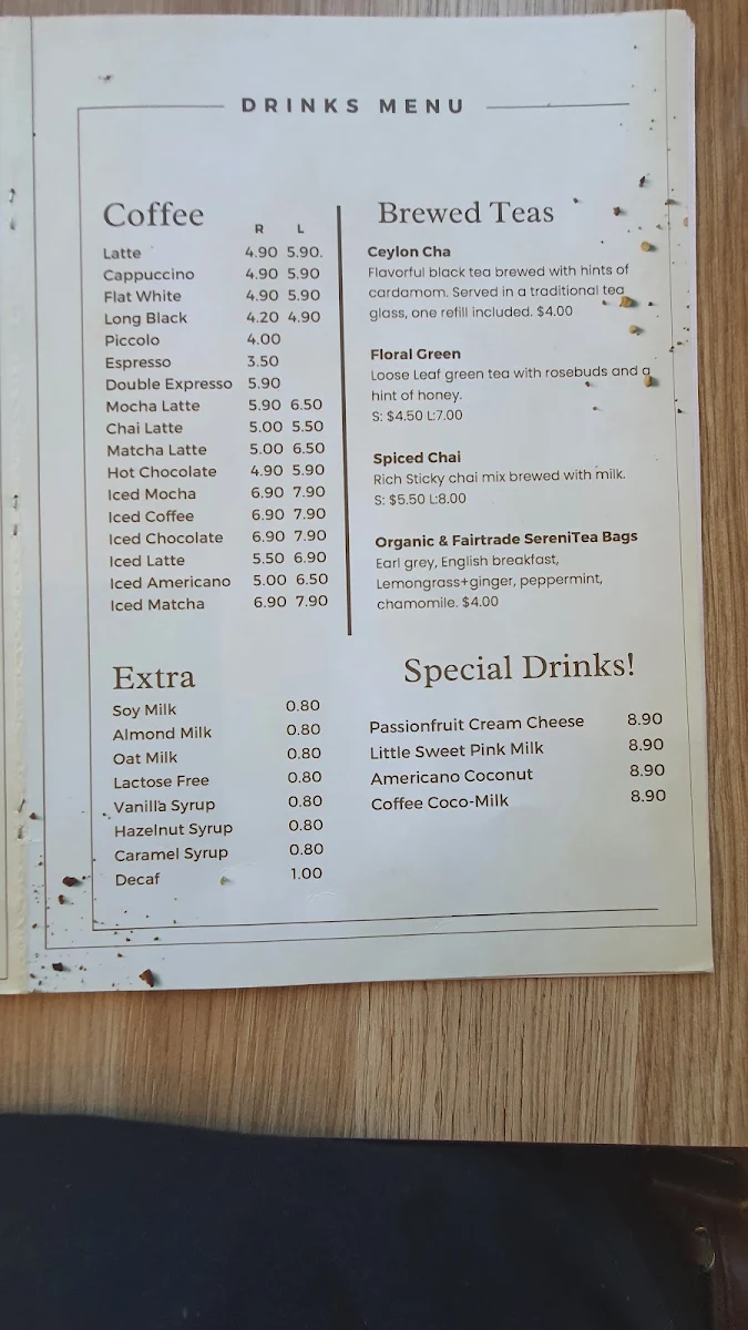 Menu, Third Space Cafetorium