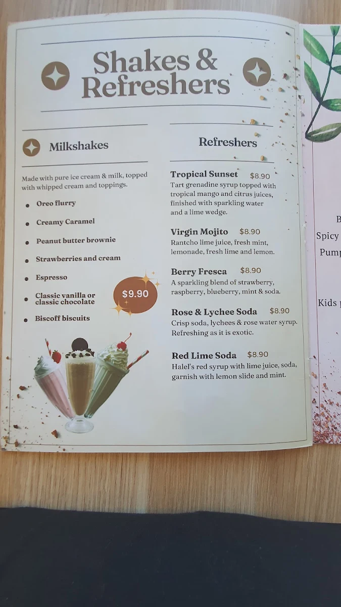 Menu, Third Space Cafetorium