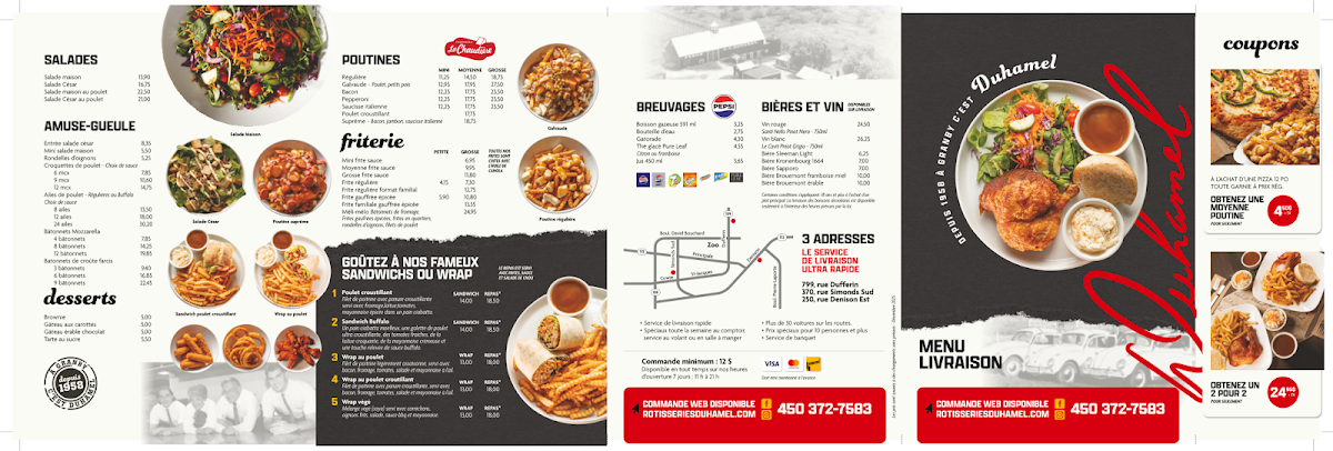 Menu, Les Rôtisseries Duhamel