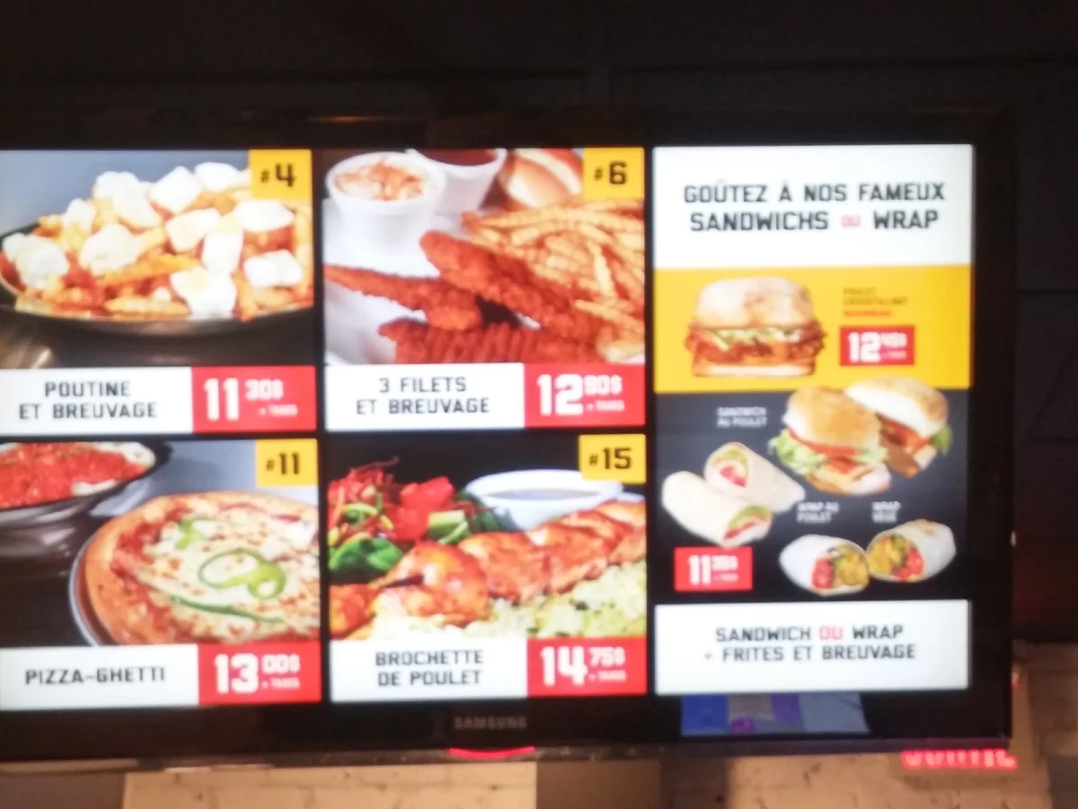 Menu, Les Rôtisseries Duhamel