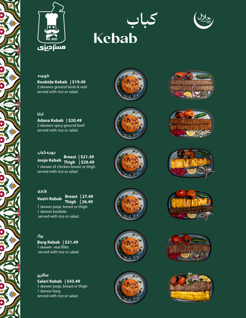 Menu, Mr Dizi