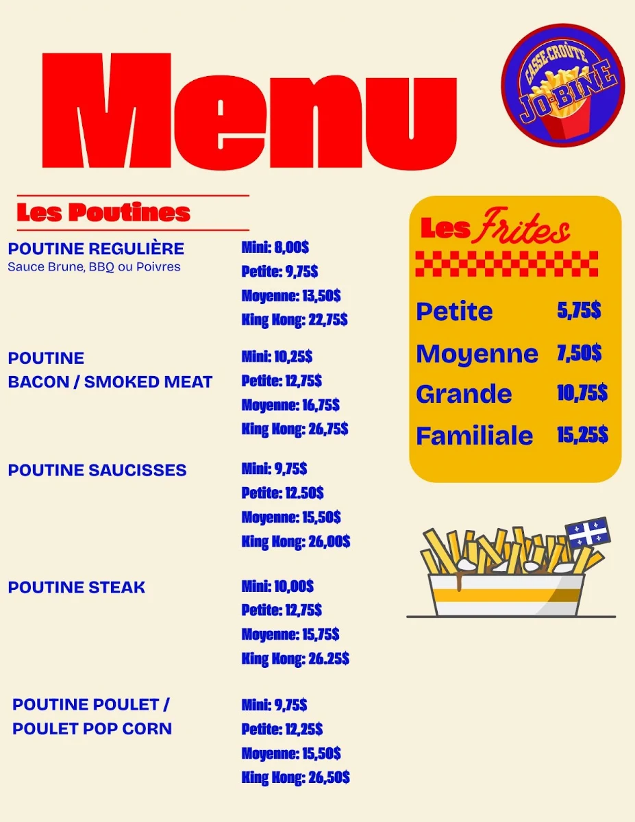 Menu, Casse-Croûte Jo-Bine (Shawi-Sud)
