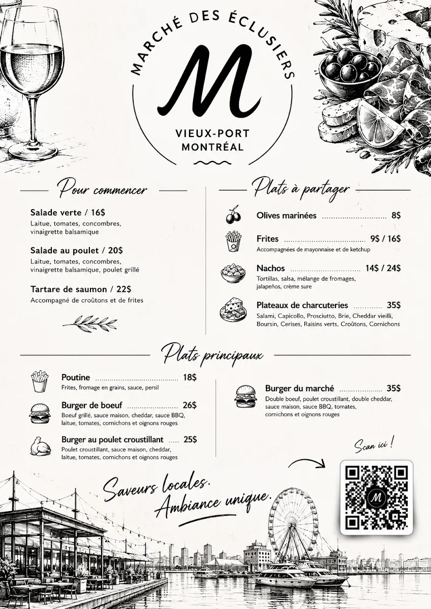 Menu, Marché des Éclusiers