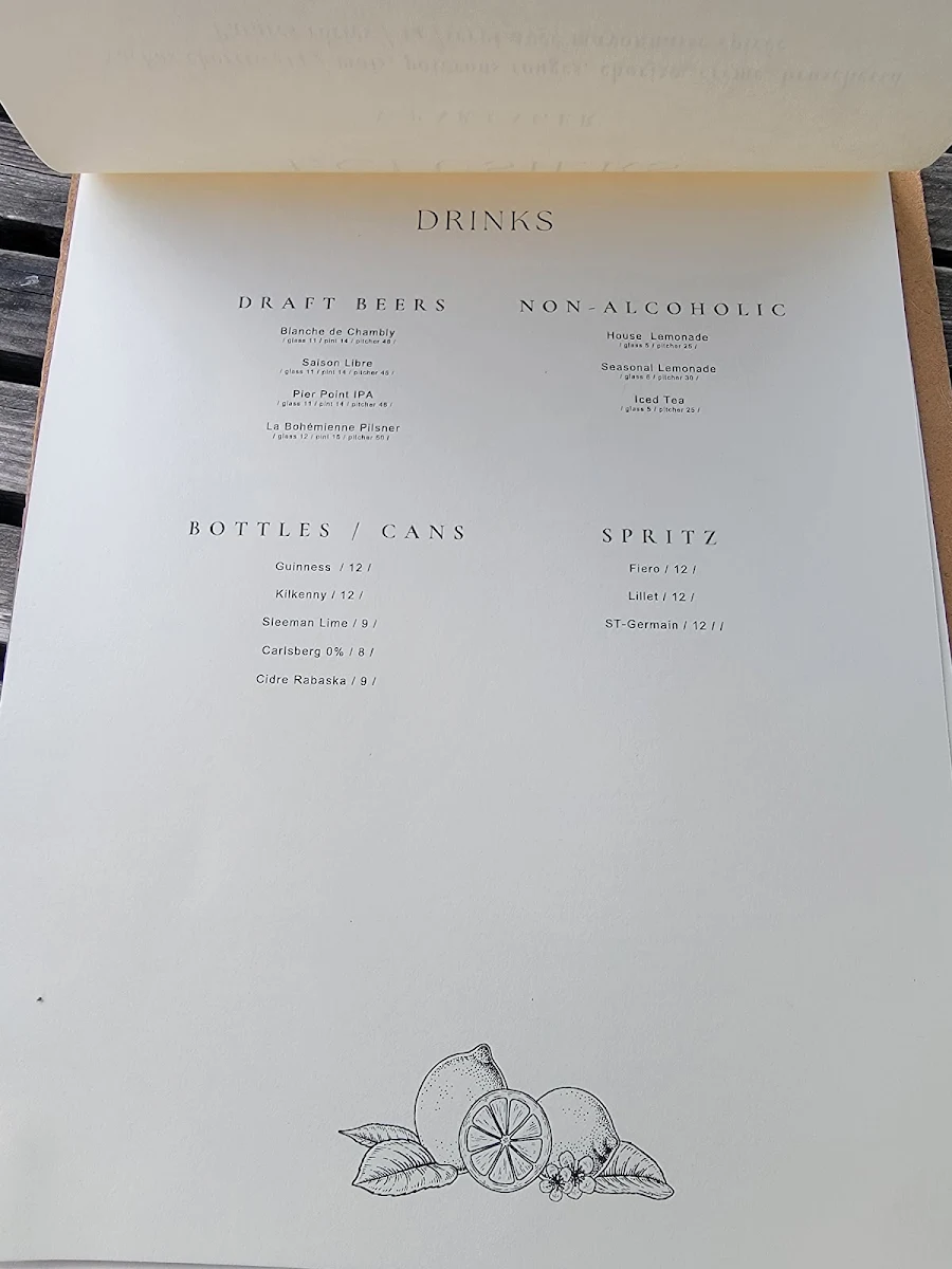 Menu, Marché des Éclusiers