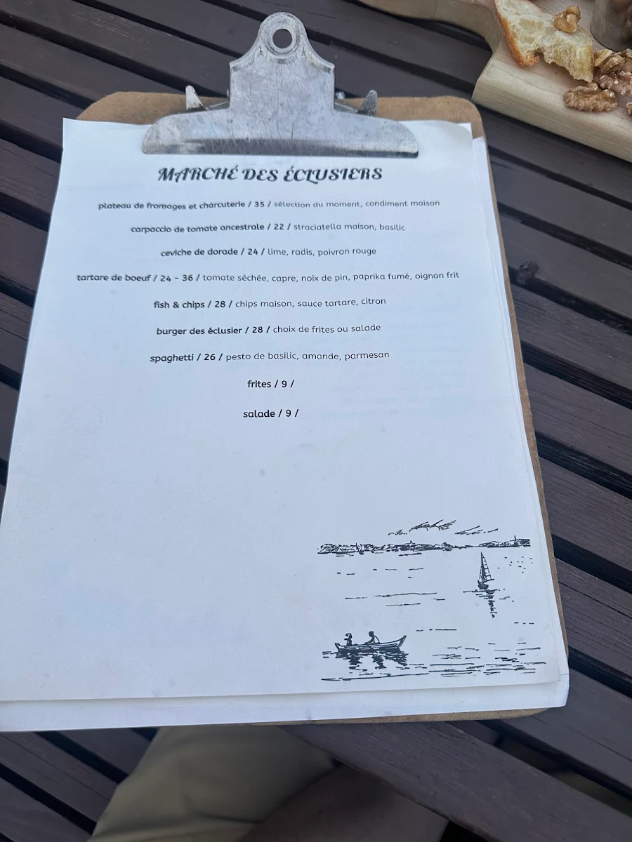 Menu, Marché des Éclusiers