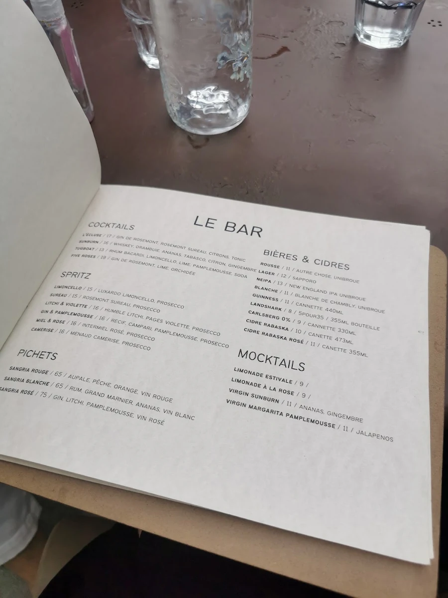 Menu, Marché des Éclusiers