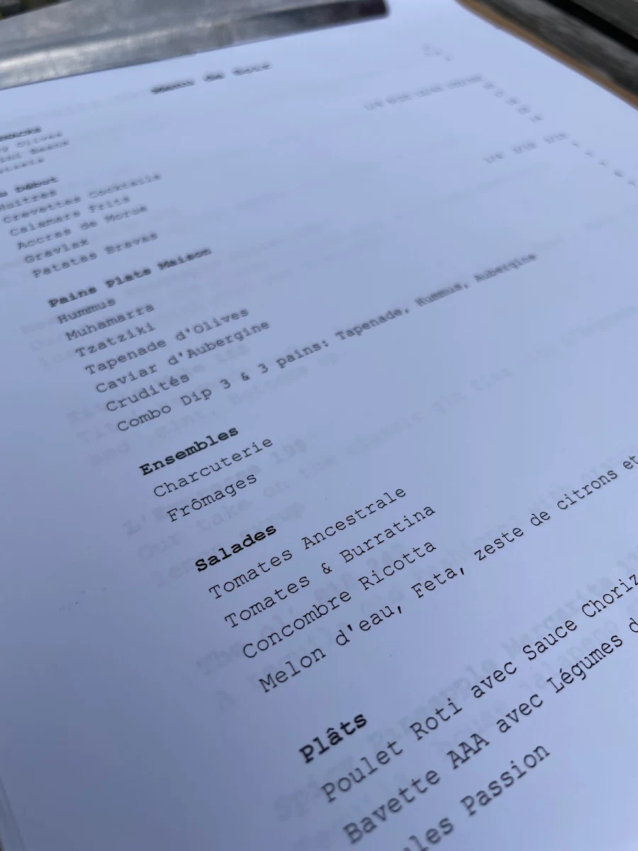 Menu, Marché des Éclusiers