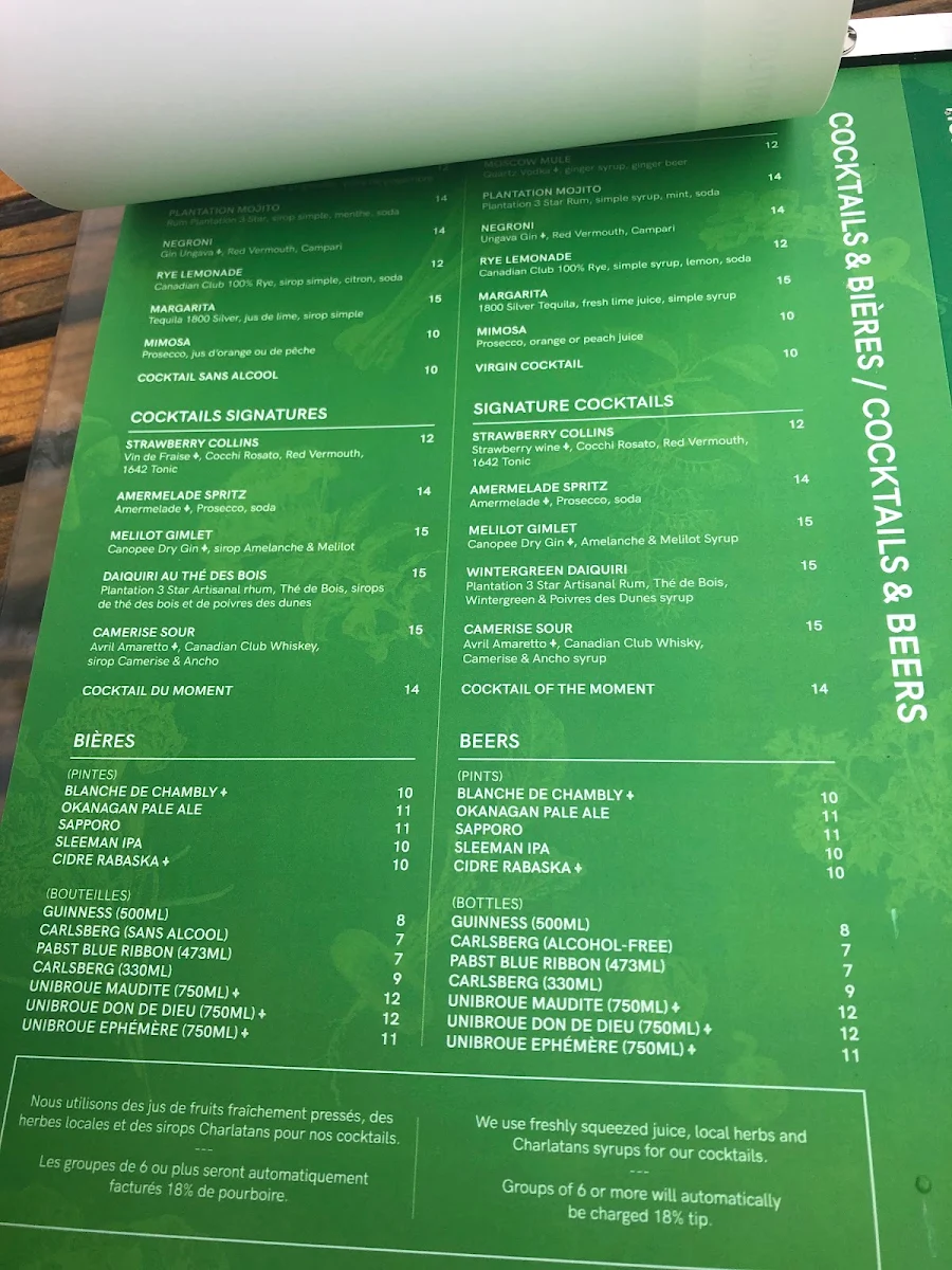 Menu, Marché des Éclusiers