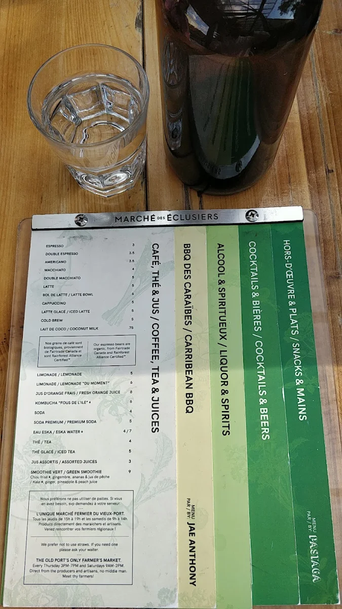 Menu, Marché des Éclusiers