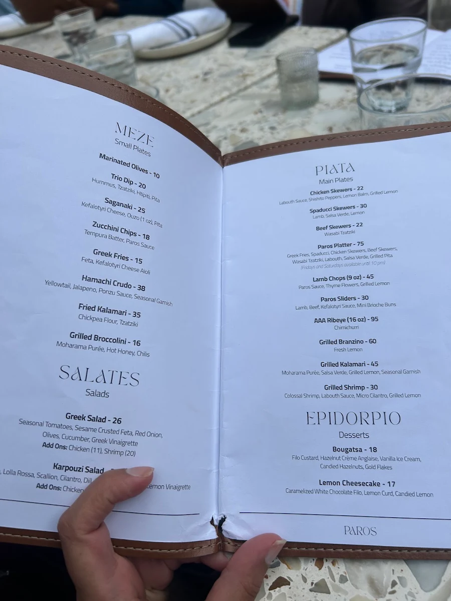 Menu, PAROS