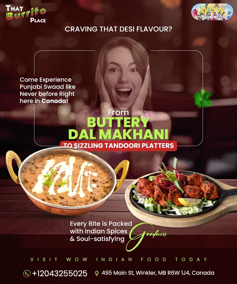 Menu, Wow Indian Food Inc.