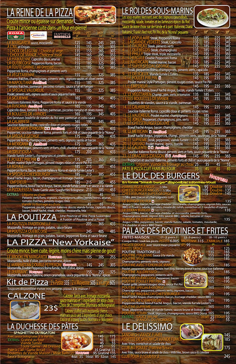 Menu, George Le Roi Du Sous-Marin Vaudreuil