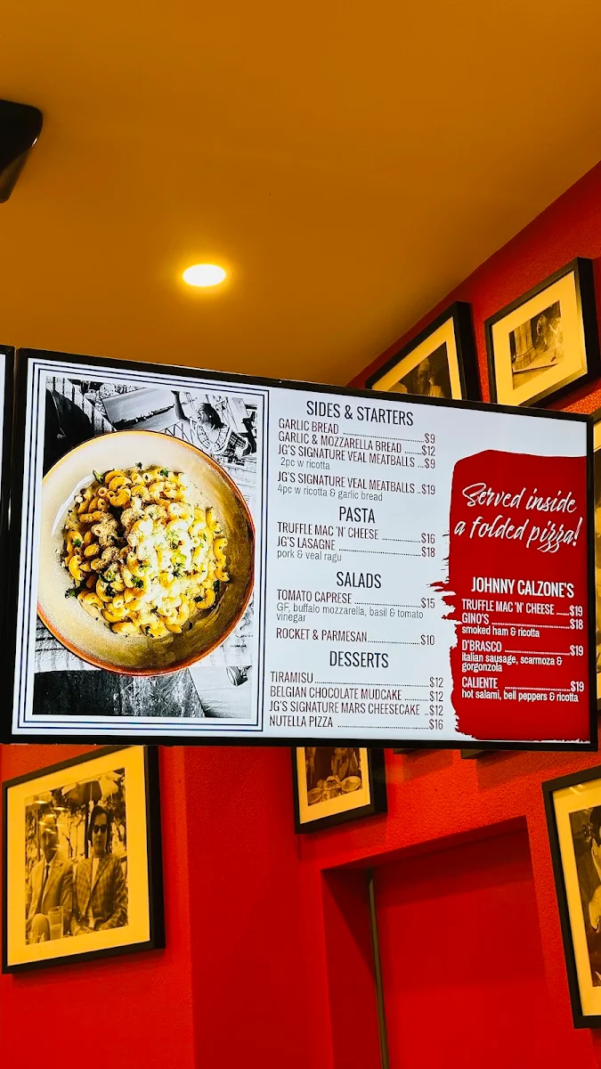 Menu, Johnny Gio's Pizza Lane Cove