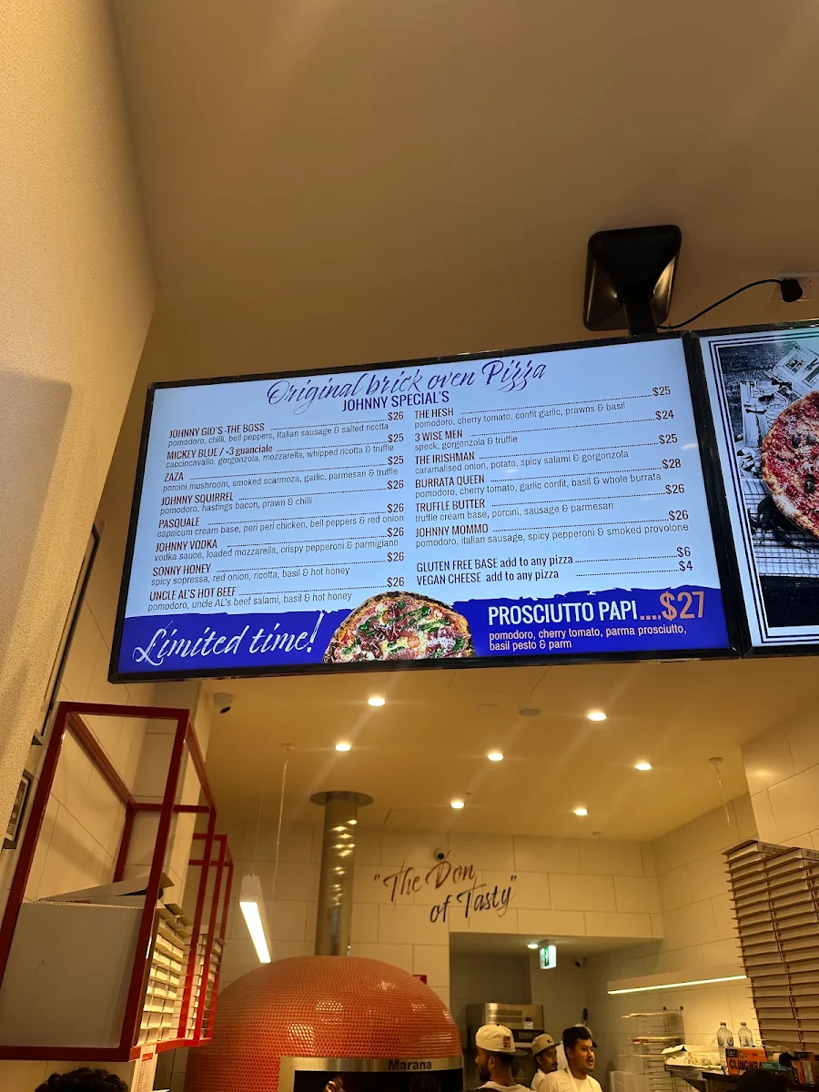 Menu, Johnny Gio's Pizza Lane Cove