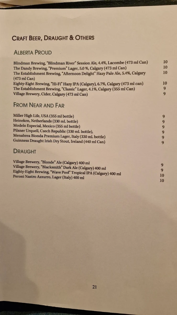 Menu, Caesar's Steak House & Lounge