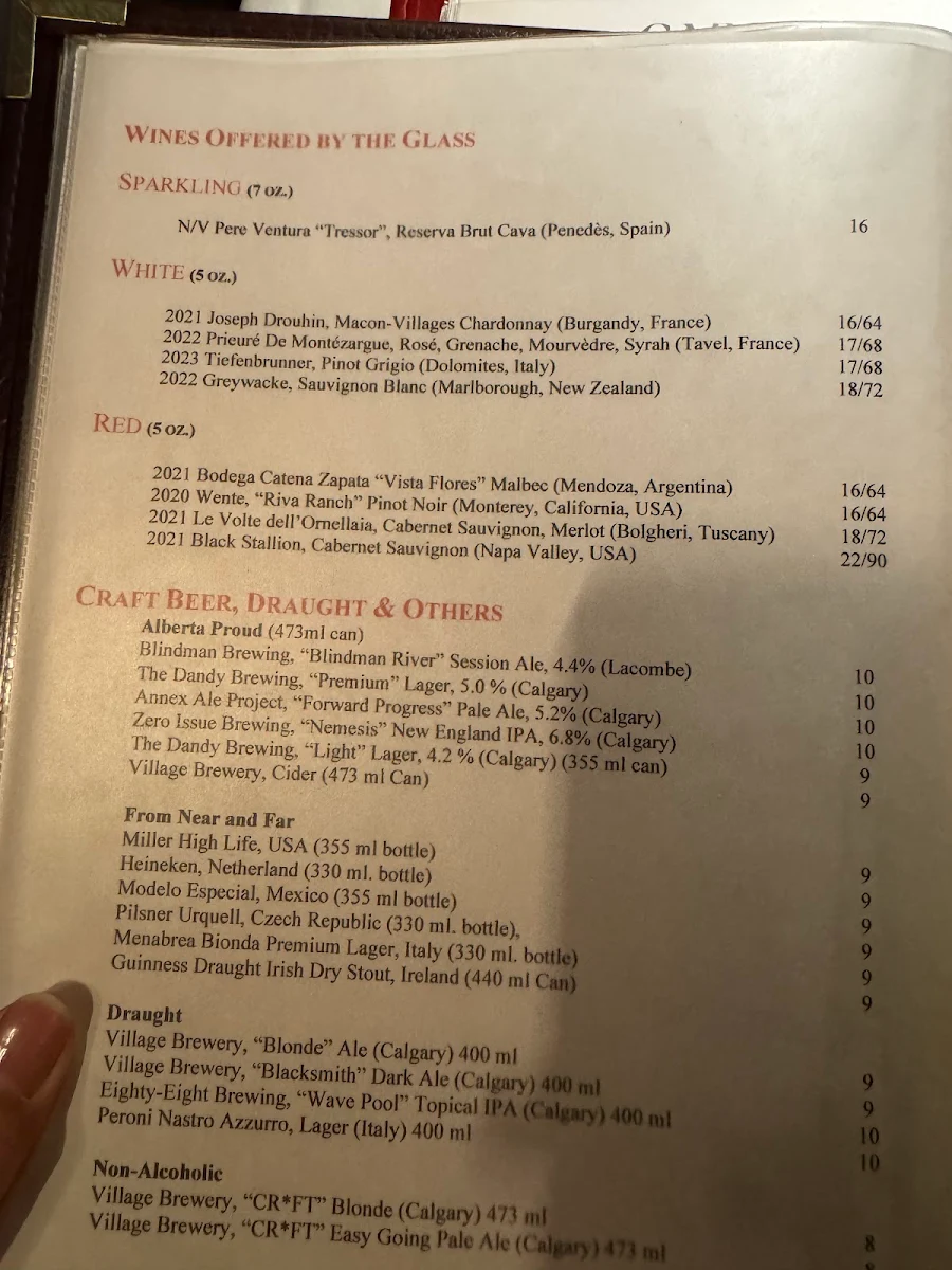 Menu, Caesar's Steak House & Lounge