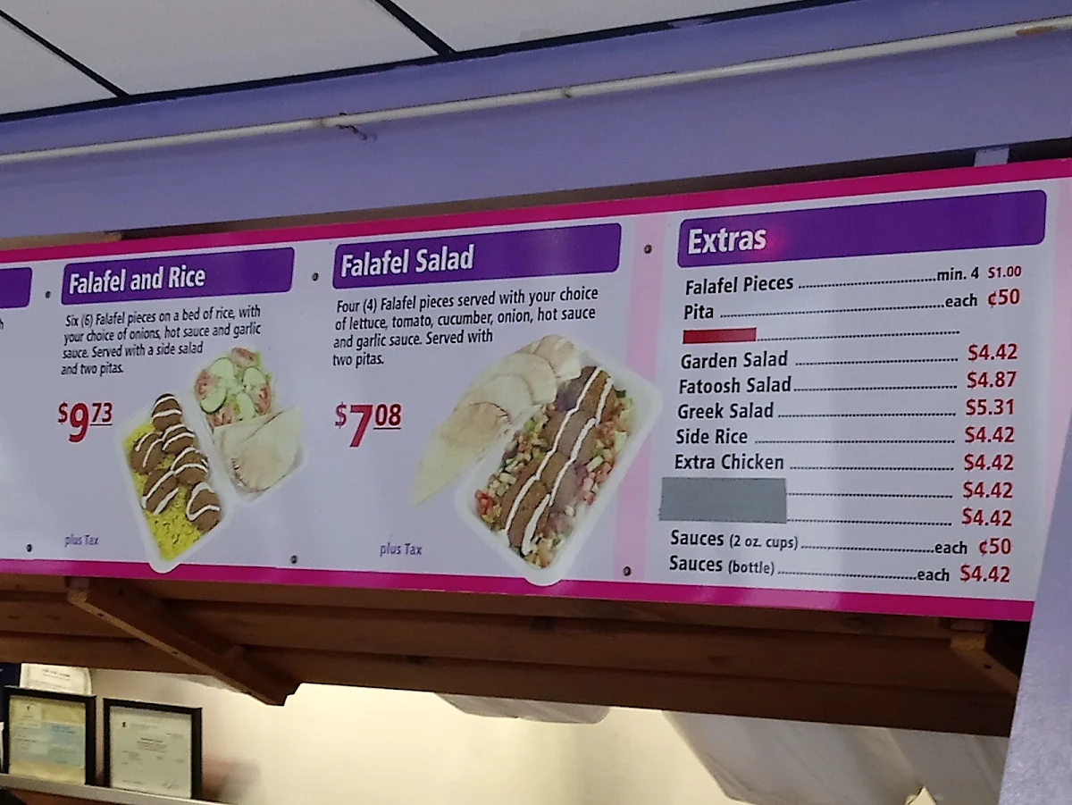 Menu, Lulu's Canadian Style Shawarma
