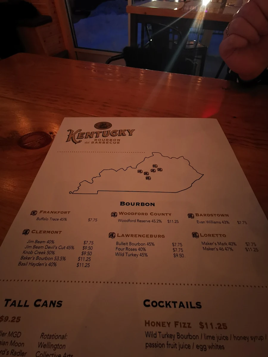 Menu, Kentucky Bourbon & BBQ