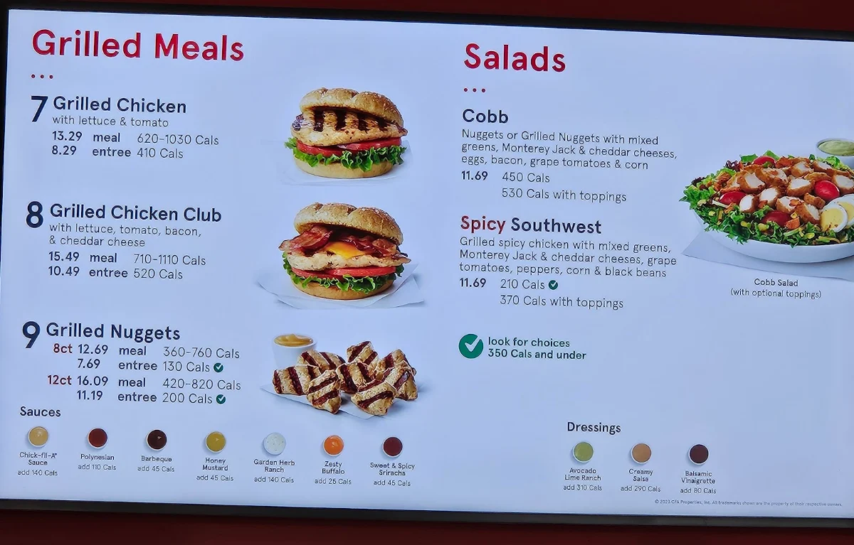 Menu, Chick-fil-A