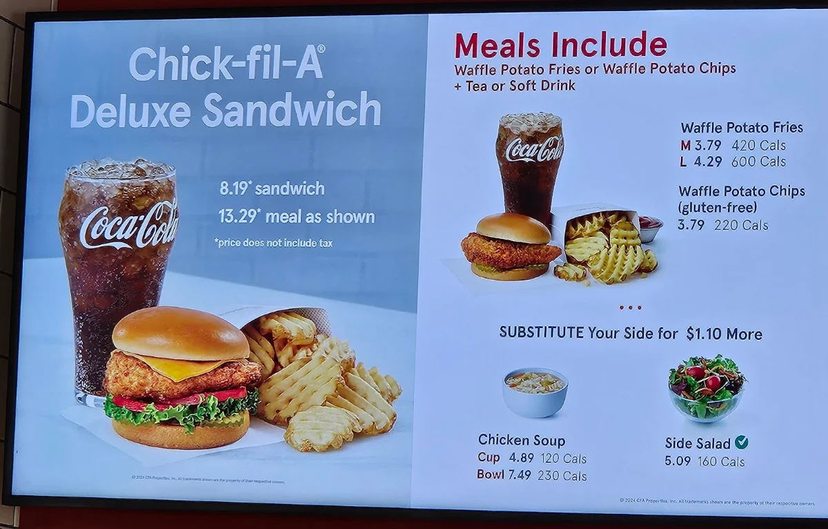 Menu, Chick-fil-A