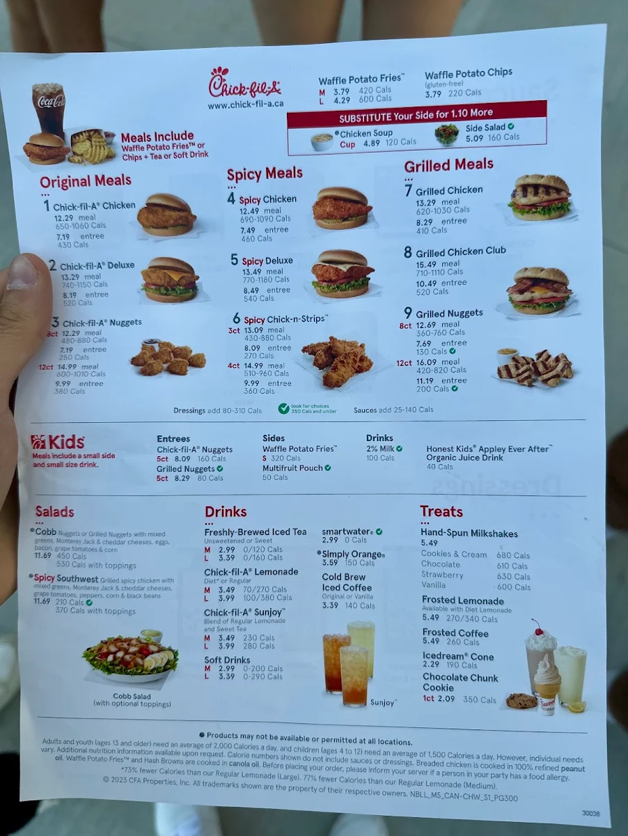 Menu, Chick-fil-A