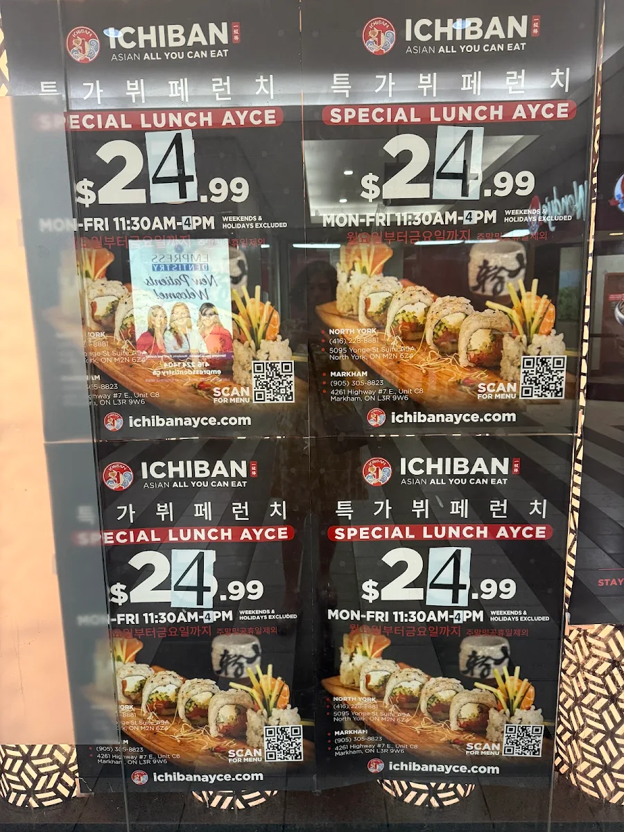 Menu, Ichiban Asian All You Can Eat North York