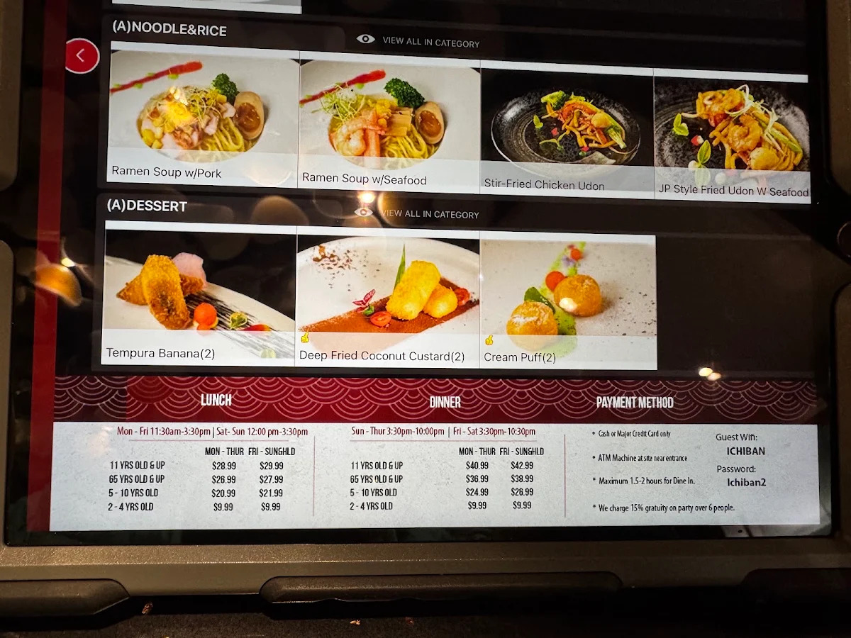 Menu, Ichiban Asian All You Can Eat North York