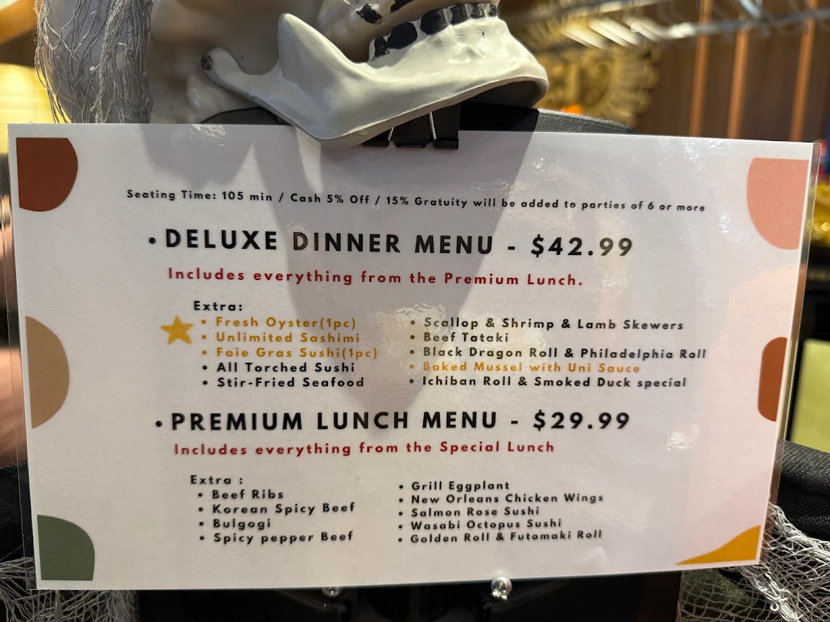 Menu, Ichiban Asian All You Can Eat North York