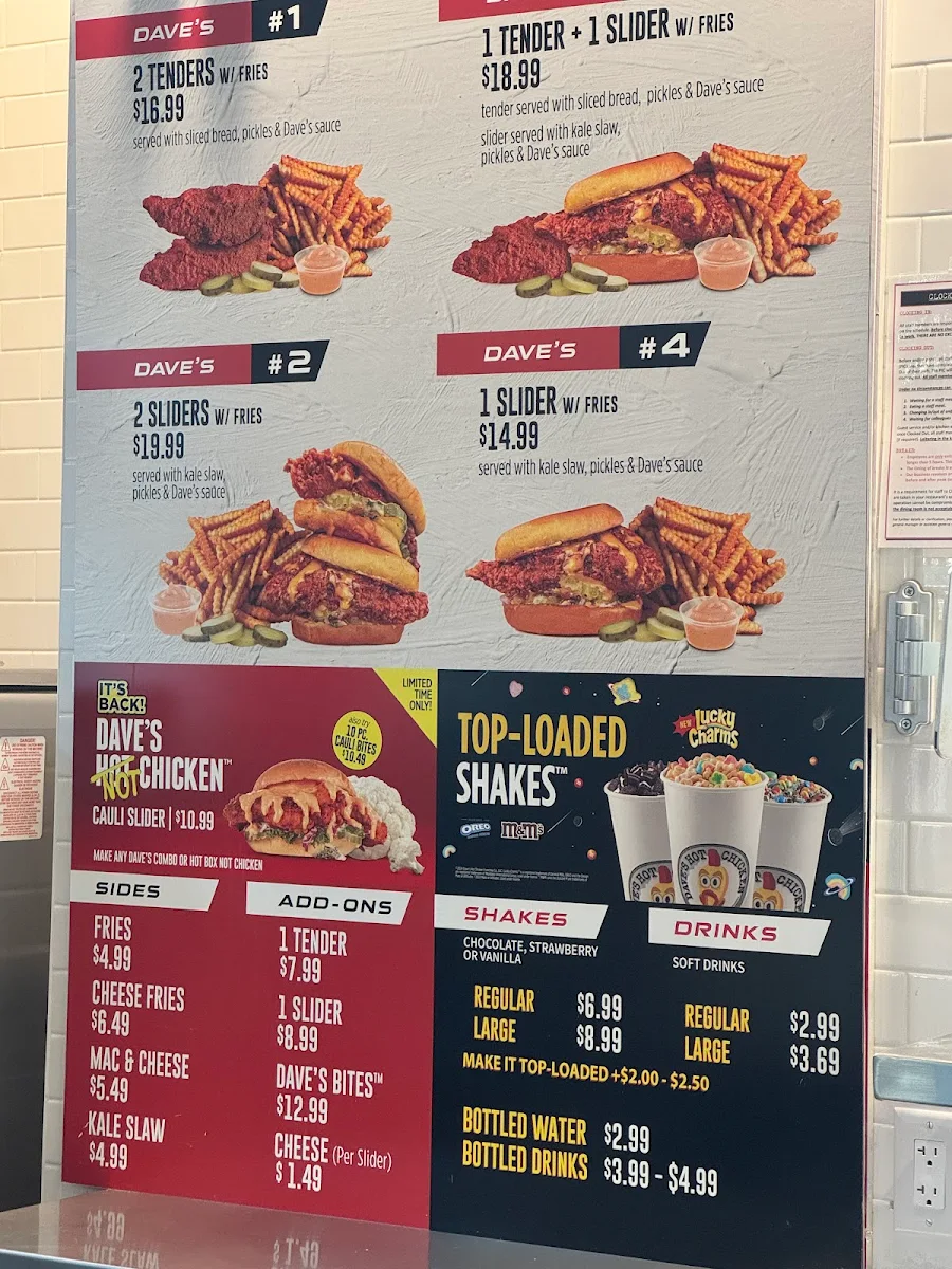 Menu, Dave's Hot Chicken