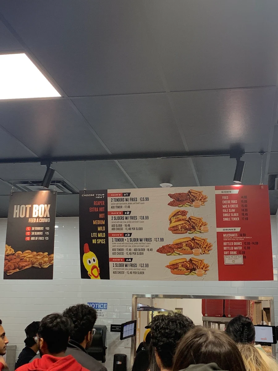 Menu, Dave's Hot Chicken