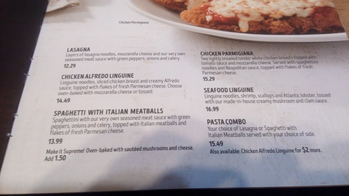 Menu, Pizza Delight